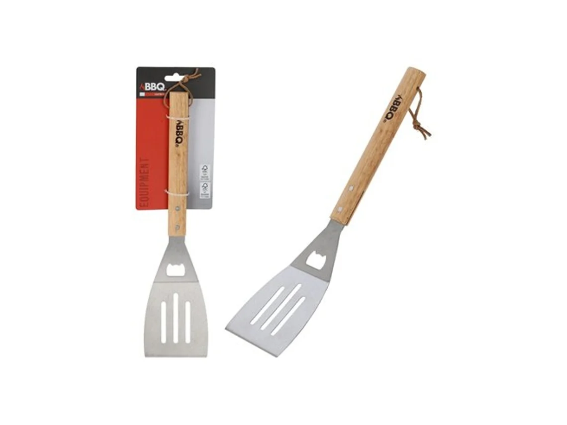 Espátula para barbacoa de 41 cm de acero desactivado con mango ergonómico de madera, colección Bbq