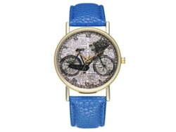 Reloj De Pulsera Unisex Informal Y Moderno Con Correa De Cuero Azul Oscuro Y Movimiento De Cuarzo.