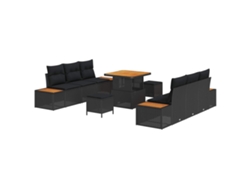 Maison Exclusive - Conjunto De Sofás De Jardín Con Cojín 9 Pcs Negro Poliratán
