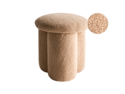 Beliani Carrington Puf De Bouclé Crema 40x40x45