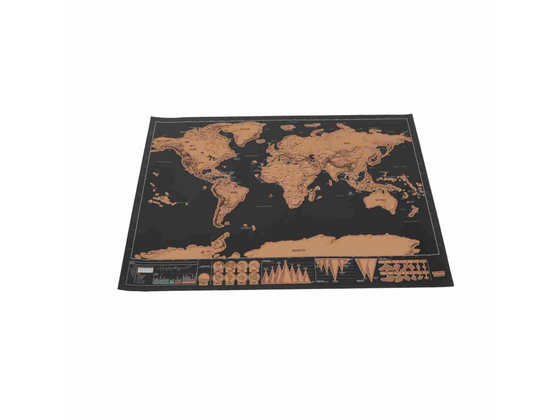 Elegante Mapa Del Mundo Para Rascar En La Pared, Regalo Para Amantes De Los Viajes Con Diseño En Negro Y Dorado.