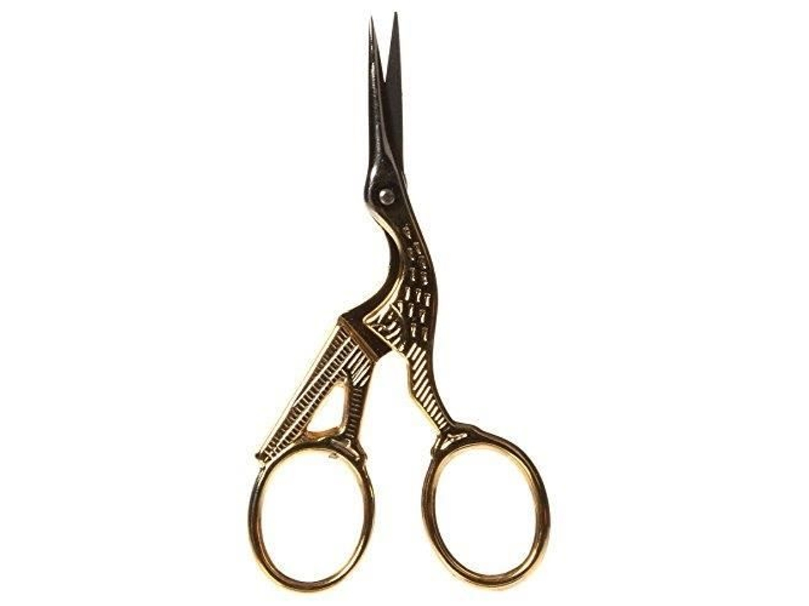 Cigogne Ciseaux 8,9 cm Imitación de diamantes de imitación, dorado 23880 Bohin