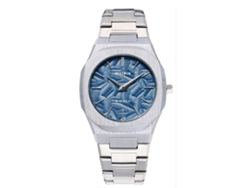 Reloj De Cuarzo Para Hombre (azul Claro) Con Hojas En Relieve.