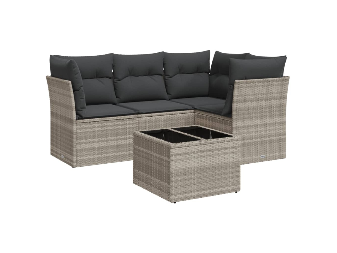 Maison Exclusive - Set De Sofás Jardín Y Cojines 5 Pzas Ratán Sintético Gris Claro