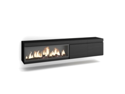 Mueble TV, Televisión, 210, Para TV hasta 80, Chimenea eléctrica XXL, Colgado, Suspendido, Negro SKRAUT HOME