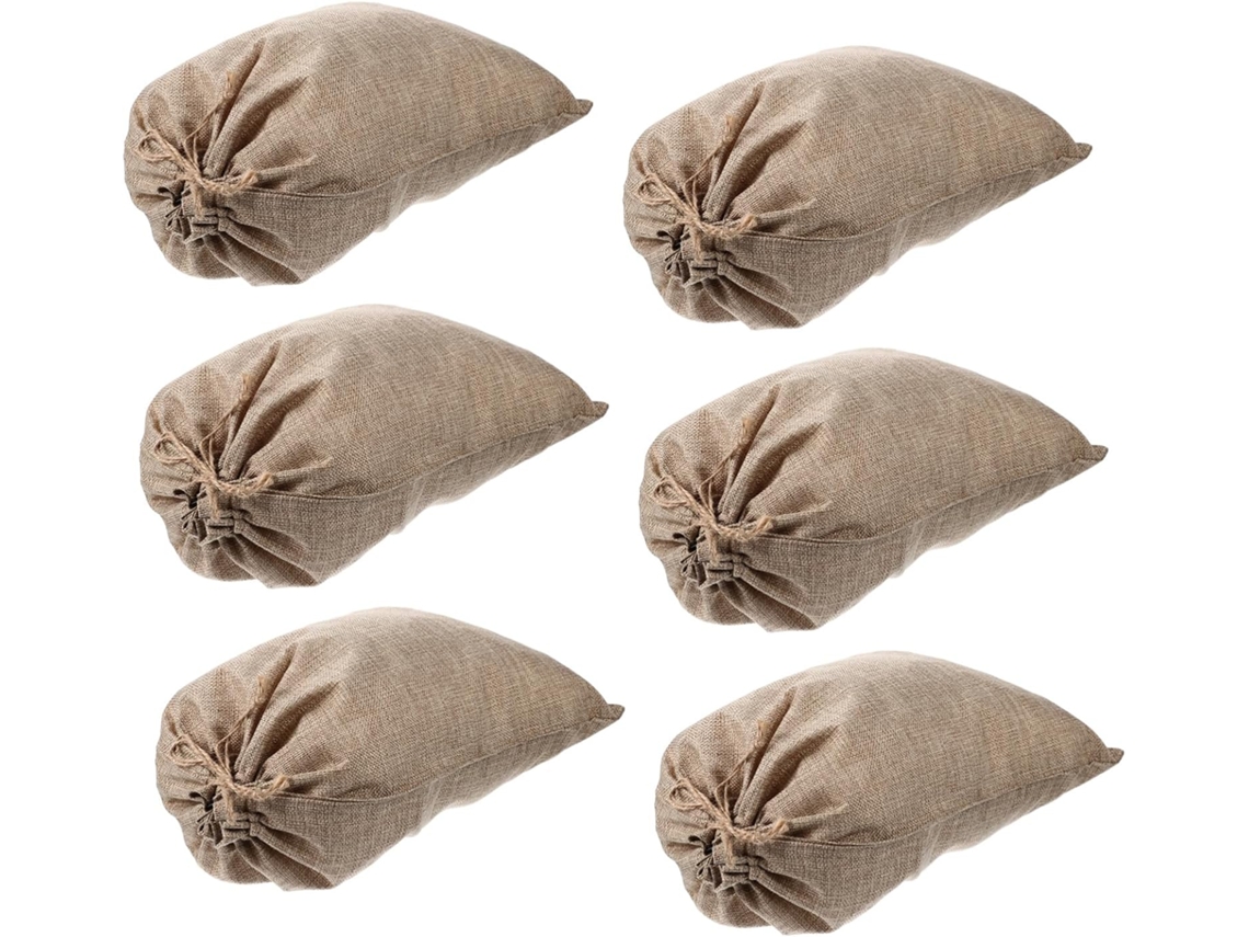 Juego de 6 bolsas medianas de yute con cordón, reutilizables para guardar verduras y alimentos, R Gokoco