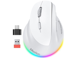 Ratón Ergonómico Inalámbrico, Recargable, Bluetooth (5.2 3.0) Y Usb-a Con Adaptador Usb-c, 4 Dpi Ajustables Blanco