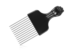 Peine Afro De Metal Y Plástico Con Dientes Anchos Para Cabello Rizado, Trenzas Y Pelucas, En Color Negro.