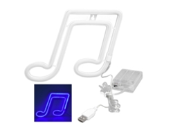 Lámpara De Pared Colgante Con Luz Led De Neón Con Forma De Nota Musical, Luz Nocturna, Decoración Para Fiestas, Usb, Batería Azul