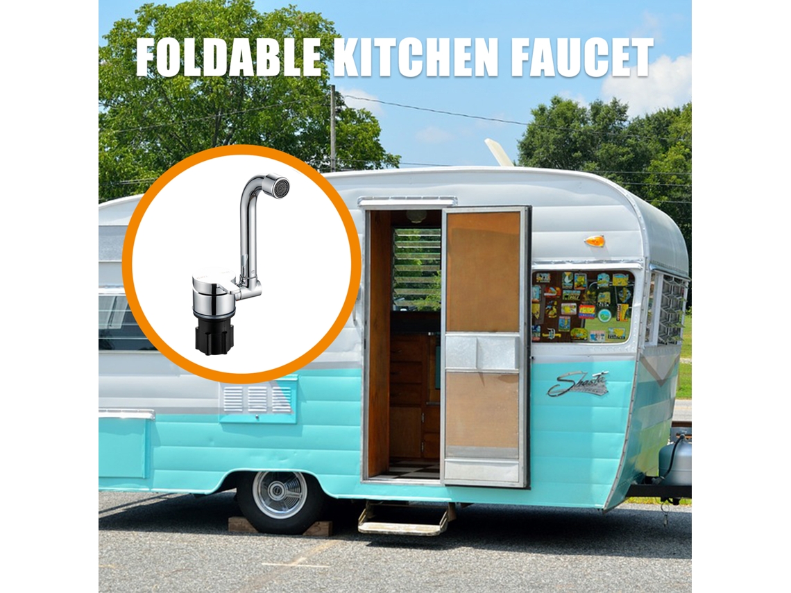 Grifo plegable para caravana con rotación de 360° para cocina de acero inoxidable.