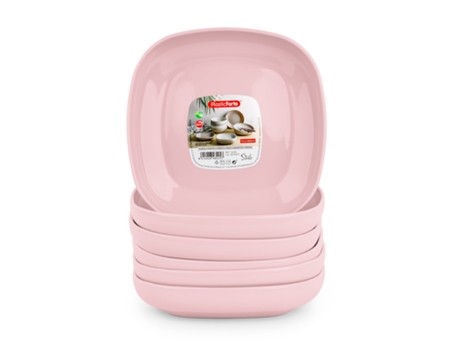 Conjunto de 6 Platos Reutilizables PLASTIC FORTE Cuadrados 17 cm