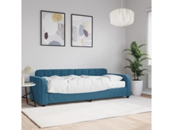 Sofá Cama Con Colchón Terciopelo Azul 80x200 Cm