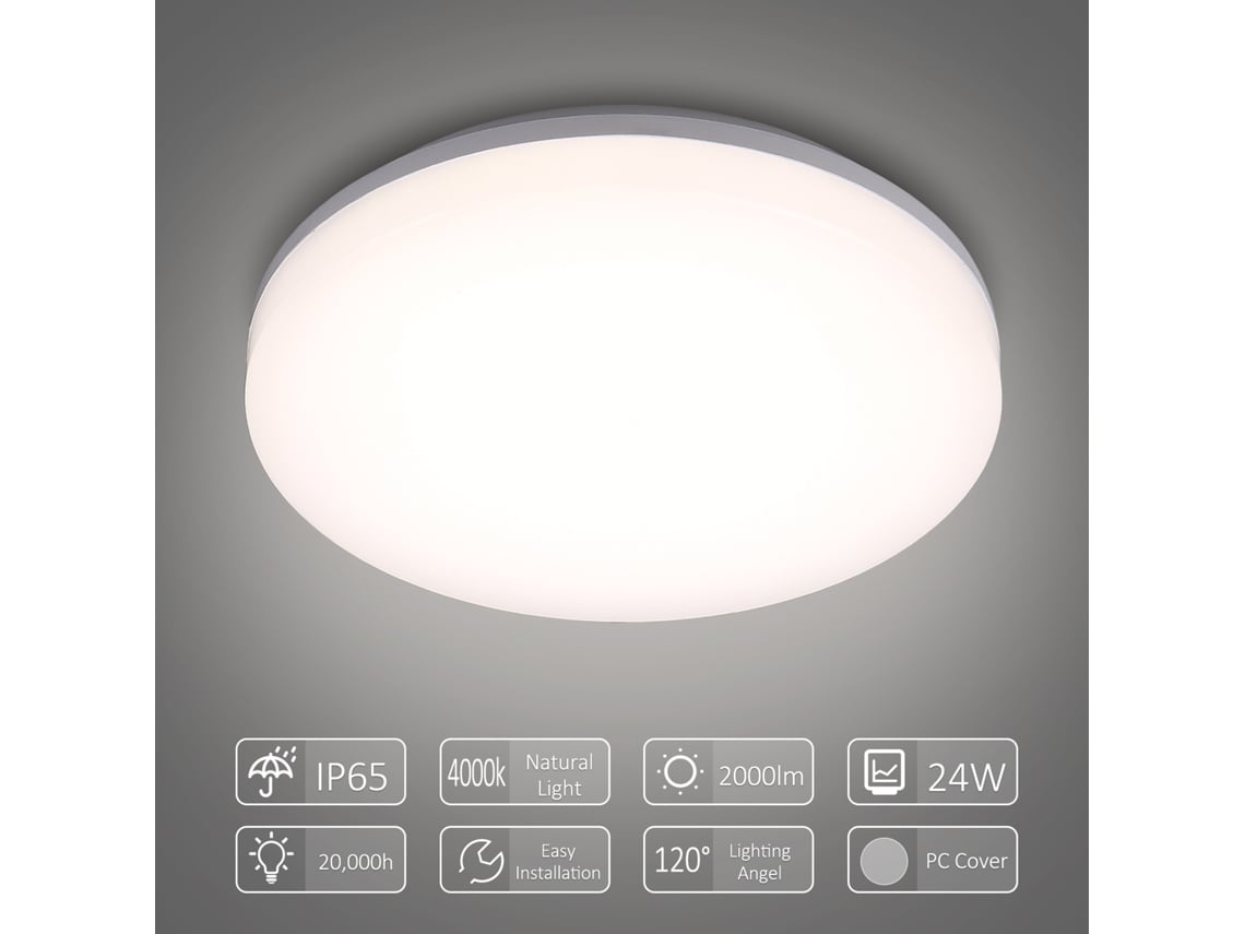 Bj-lâmpada De Teto Led Tomshine 24w 100-265v Ip65 Resistente À Água 4000k Branco Natural Para Sala De Estar Cozinha Varanda Corredor