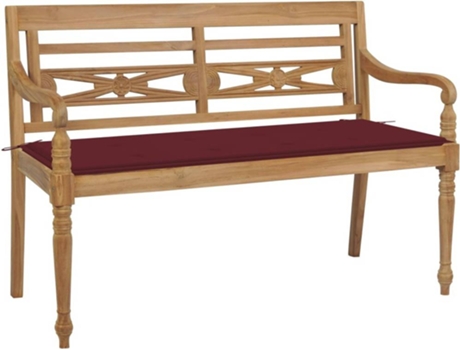Banco de exterior VIDAXL Rojo Teca (120x51.5x84 cm)