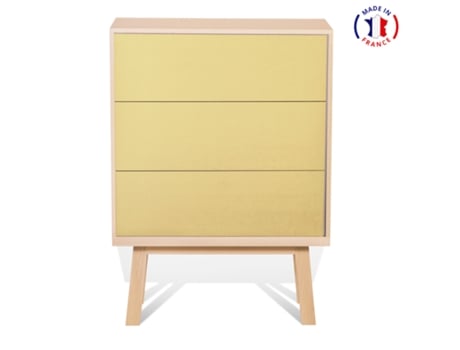 Cómoda MON PETIT MEUBLE FRANÇAIS con 3 Cajones (Rojo de Pluduno - Madera - 90 x 125 x 46 cm)