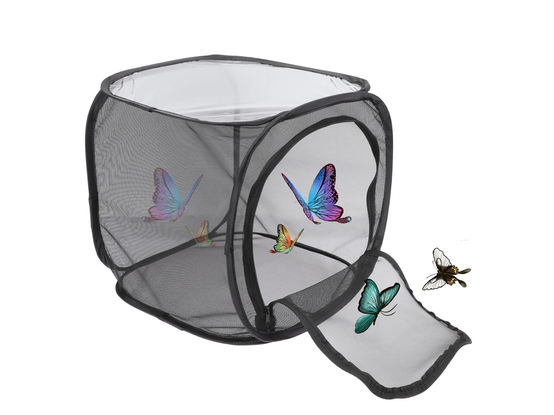 Jaula Transpirable Para Observación De Insectos, Plegable, De 30x30x30 Cm, De Malla Negra.