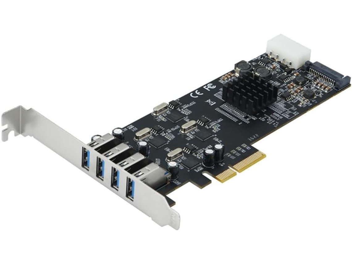 Tarjeta De Expansión Pcie Con 4 Puertos Usb 3.0, 20 Gbps Pci-e A 3 Canales Usb. Adaptador Riser Card Express.