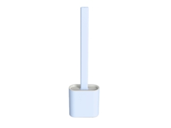 Juego de escobilla y soporte para inodoro, cepillo de silicona con mango largo RNEMITERY