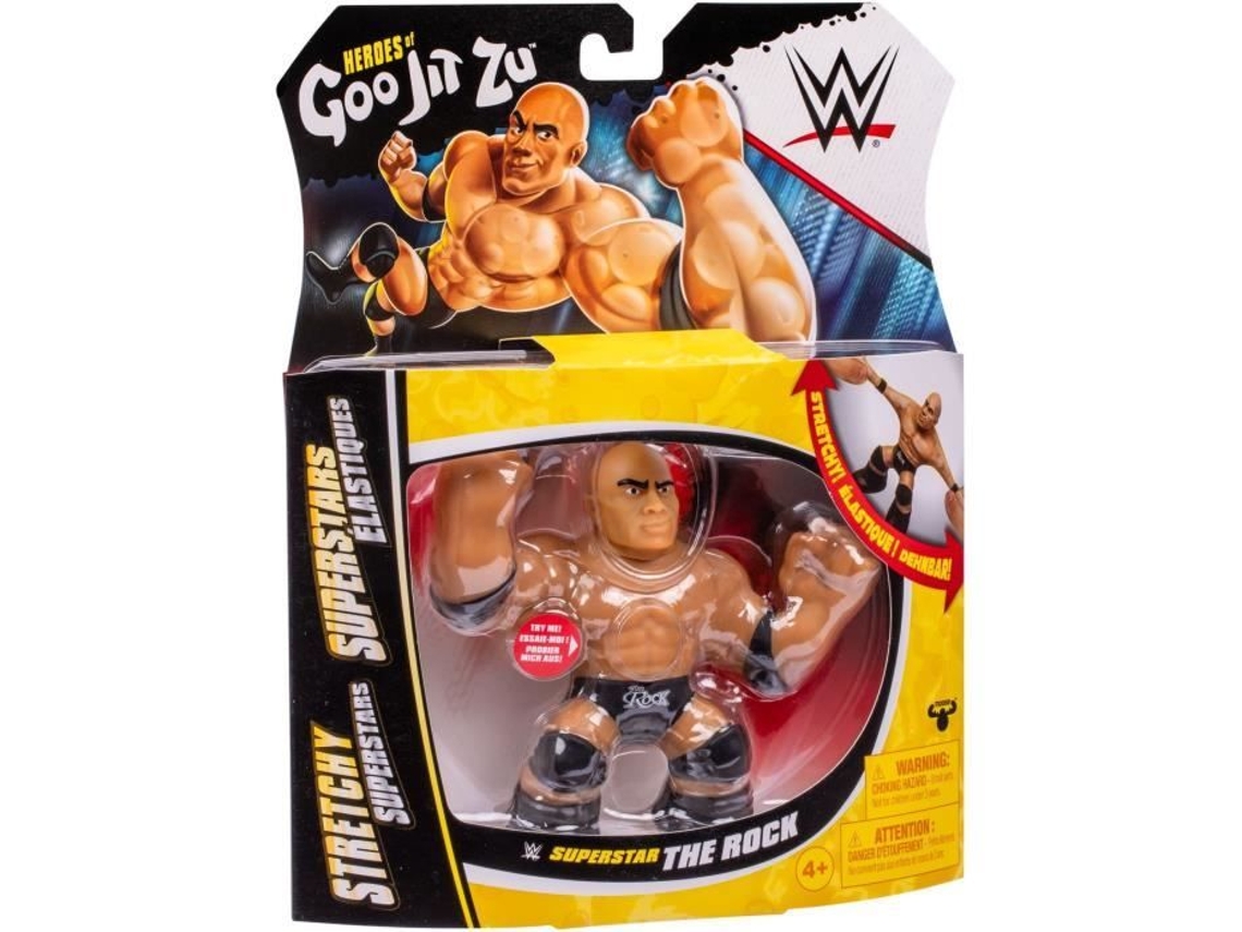 Figura extensible Goo Jit Zu WWE The Rock 11 cm Textura elástica Extensible 3x Héroes de Goo Jit Zu