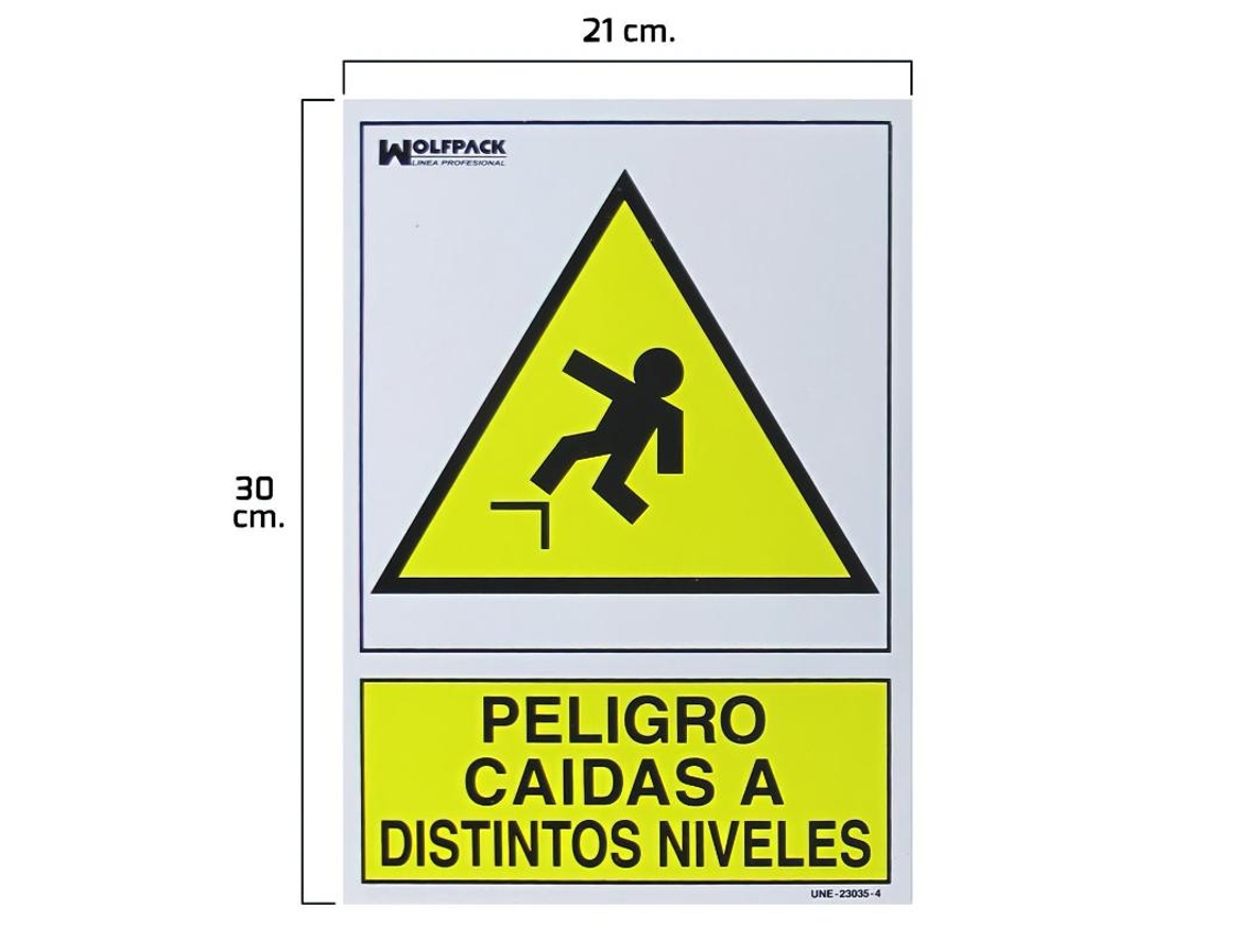Cartel peligro caidas a distintos niveles 30x21