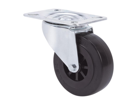 Rueda giratora placa 10tvc125-tpgb nylon negro-goma negra eje bolas ALEX