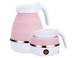 Hervidor Eléctrico Plegable De Silicona Apta Para Uso Alimentario, Ideal Para Viajes, Con Cable Desmontable, 0,6 L, Color Rosa.