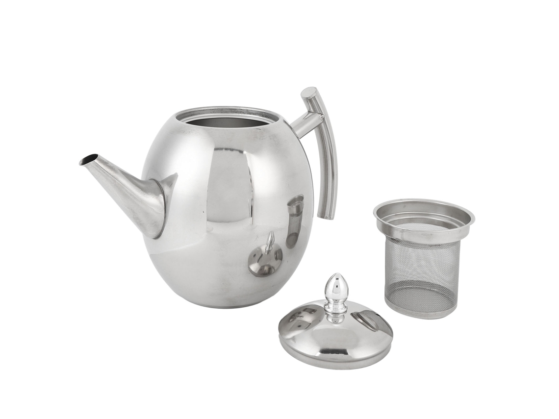 Hervidor De Acero Inoxidable Con Tapa Y Filtro, Asa Curva, 1,5 L Para Hoteles/restaurantes.
