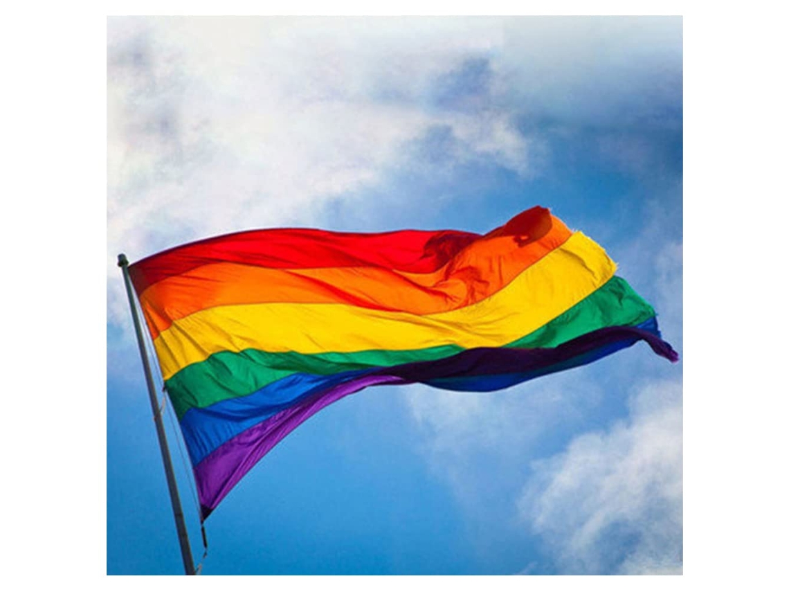 Bandera de lona del orgullo, vibrante bandera arcoíris con tela Oxford doblada y plegada, malla de poliéster resistente, adecuada para uso en interiores.