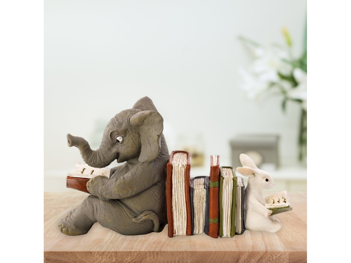 Figura De Libros Elefante Y Conejo Resina Decorativa Animal Ornamentos Para Hogar