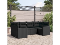 Conjunto de sofás de jardín de 6 piezas DKD Home Decor con cojines de mimbre negros