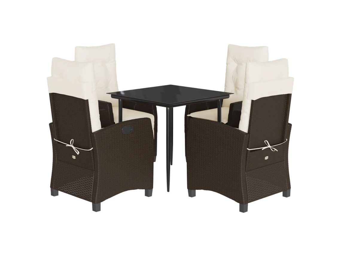 Maison Exclusive - Set Comedor De Jardín 5 Piezas Y Cojines Ratán Sintético Marrón