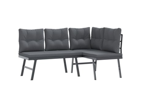 Conjunto 2 Banco De Jardín VIDAXL Negro Acero