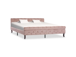 Estructura De Cama Sin Colchón Terciopelo Rosa 180x200 Cm