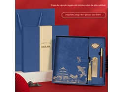 Set de regalo con libreta premium, marcapáginas y contenedor MDUG (azul)