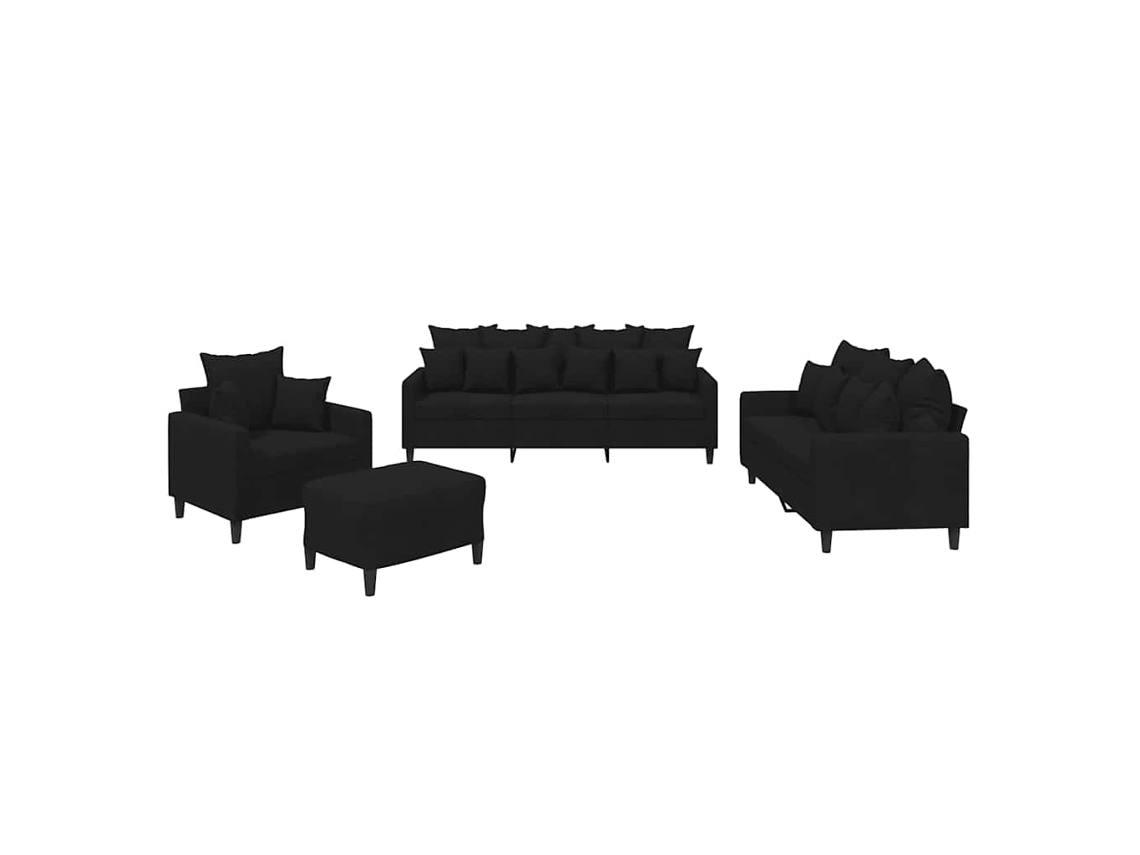 Maison Exclusive - Juego De Sofás Con Cojines 4 Piezas Terciopelo Negro