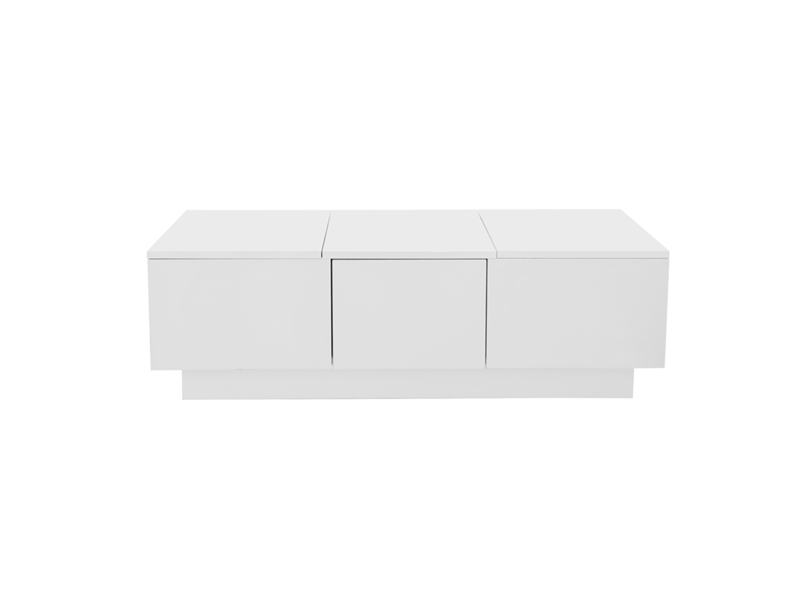 Mesa de centro Mobrio de aglomerado blanco con 2 cajones y 2 cómodas