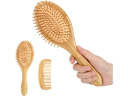 Juego De 2 Peines Antiestáticos De Bambú Para Cuero Cabelludo Sensible, Con Dientes Redondos.