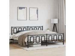 Estructura Cama Sin Colchón Con Estribo Metal Negro 193x203 Cm