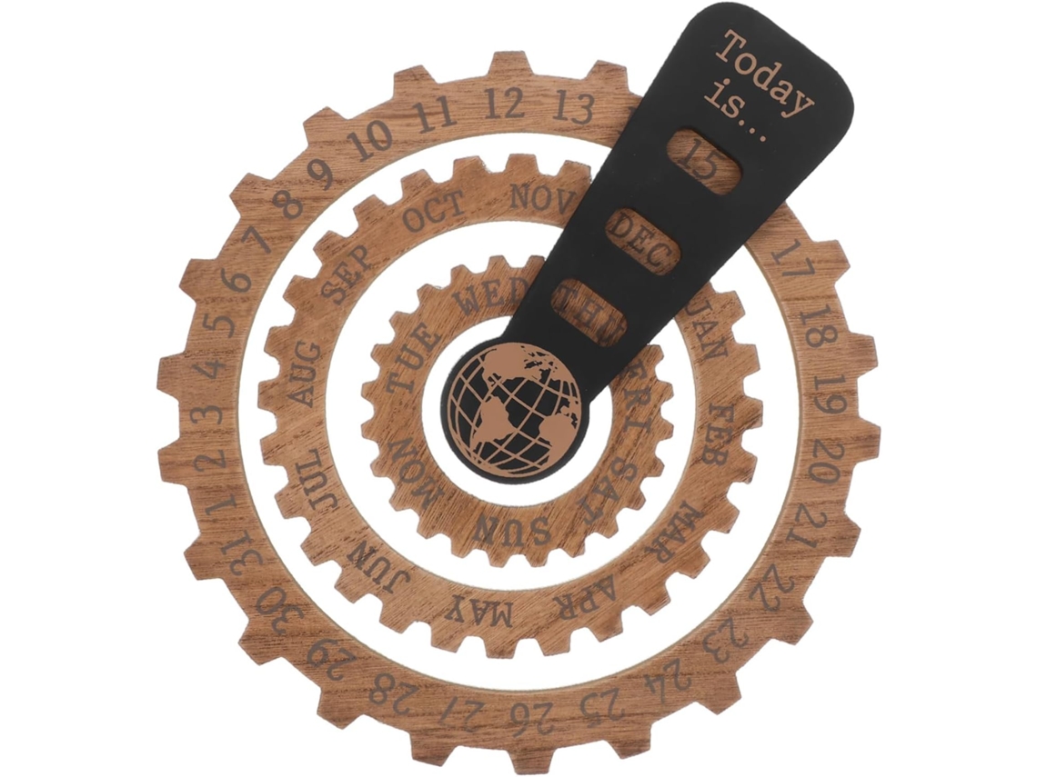 Calendario Perpetuo De Madera, Giratorio Manual, Estilo Retro Para Colgar En La Pared Y Decorar El