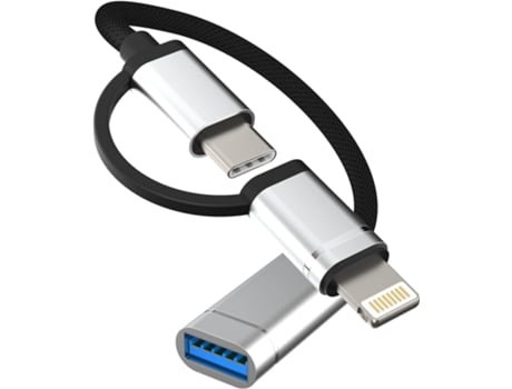 Adaptador USB a Lightning Cable OTG USB-A Hembra a Tipo C Macho 3.0 Convertidor plateado VENISYMLIS