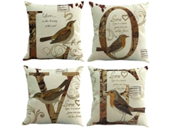 Juego De 4 Fundas De Almohada Decorativas De Verano De 45x45 Cm Con Cremallera Oculta Tbl
