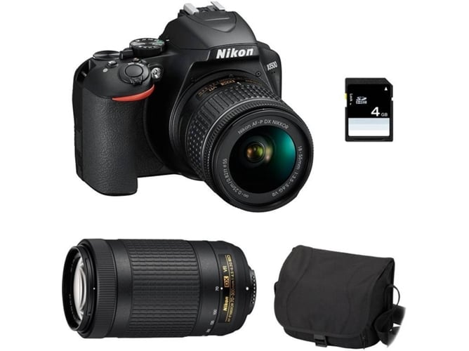 Kit Cámara Réflex NIKON D3500 + 18-55 VR + 70-300 AF-P VR + Bolsa + SD 4Go