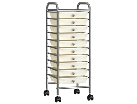 MAISON EXCLUSIVE Carrito de almacenaje portátil 10 cajones plástico blanco