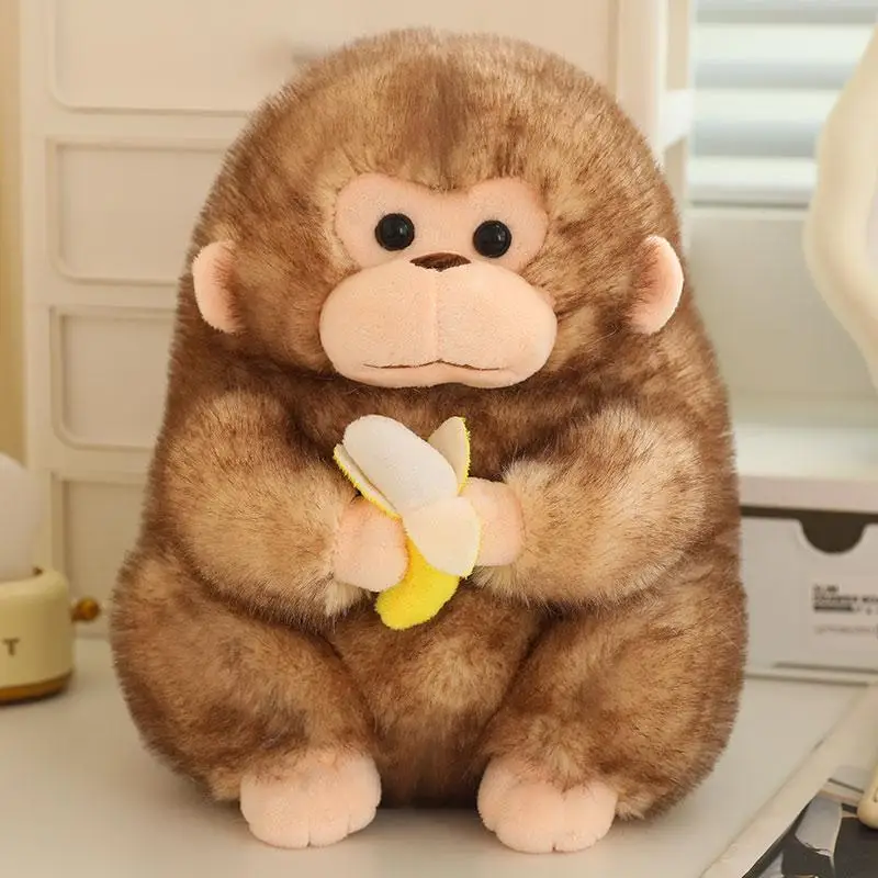 (marrón, 30 Cm) Súper Lindo Peluche De Mono Dorado, Mono Sosteniendo Un Plátano, Adorable Peluche.