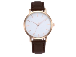 Reloj De Pulsera De Pareja Casual Trendy De Cuarzo Con Correa Pu Café Para Hombre Y Mujer