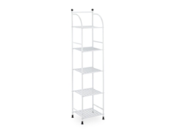 Relaxdays Estantería Metálica, Acero, 145x33x28 Cm, Estante Baño Y Cocina, 5 Baldas, Librería Metal, Sin Fondo, Blanco