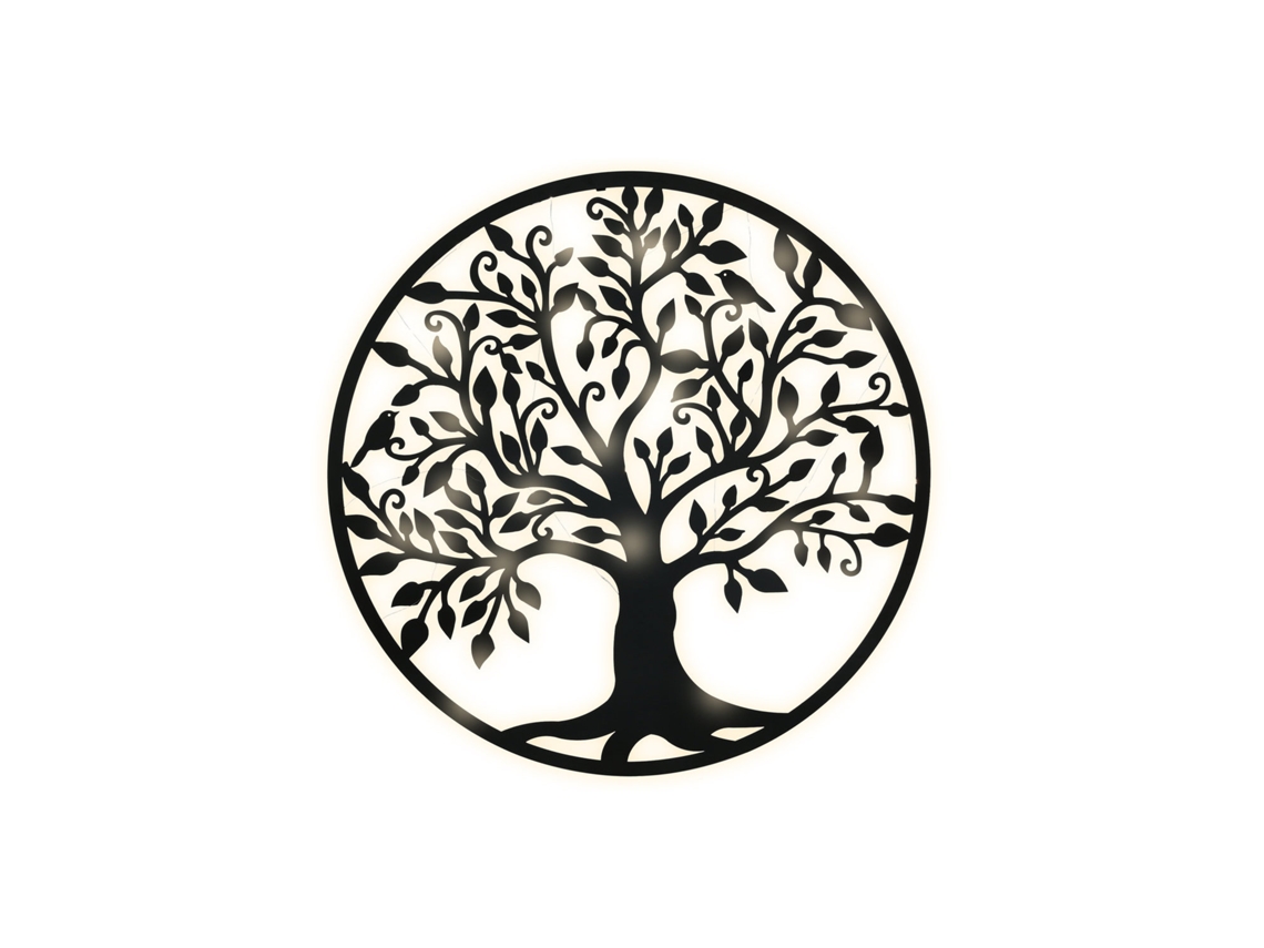 Decoración Pared Led Metal Arbol Negro 99x2x99cm