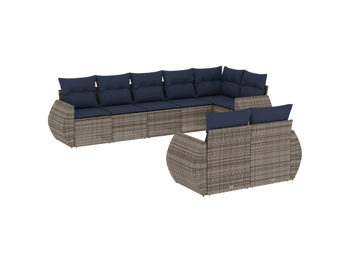 Maison Exclusive - Conjunto De Sofá De Jardín De 8 Piezas Con Cojines, Poliratán Gris