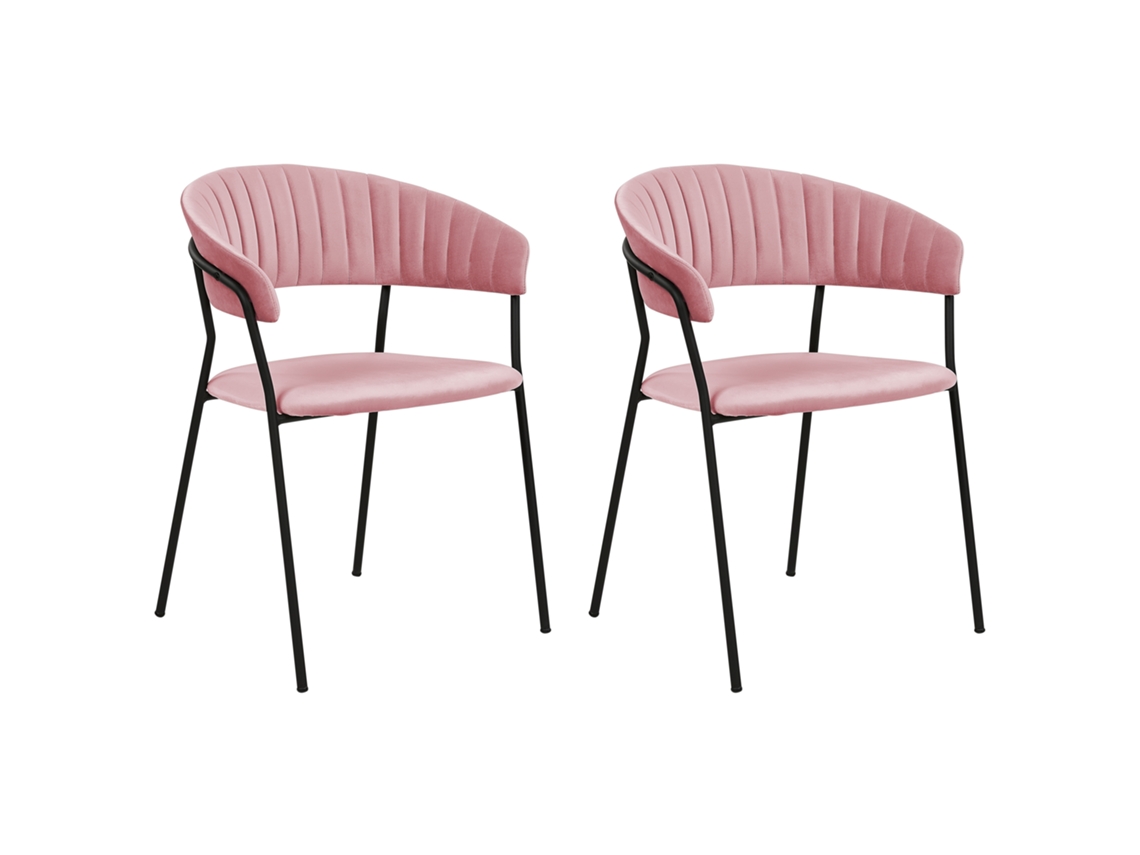 Conjunto de 2 cadeiras de refeição modernas BELIANI Mariposa de Veludo Rosa 55x55x78