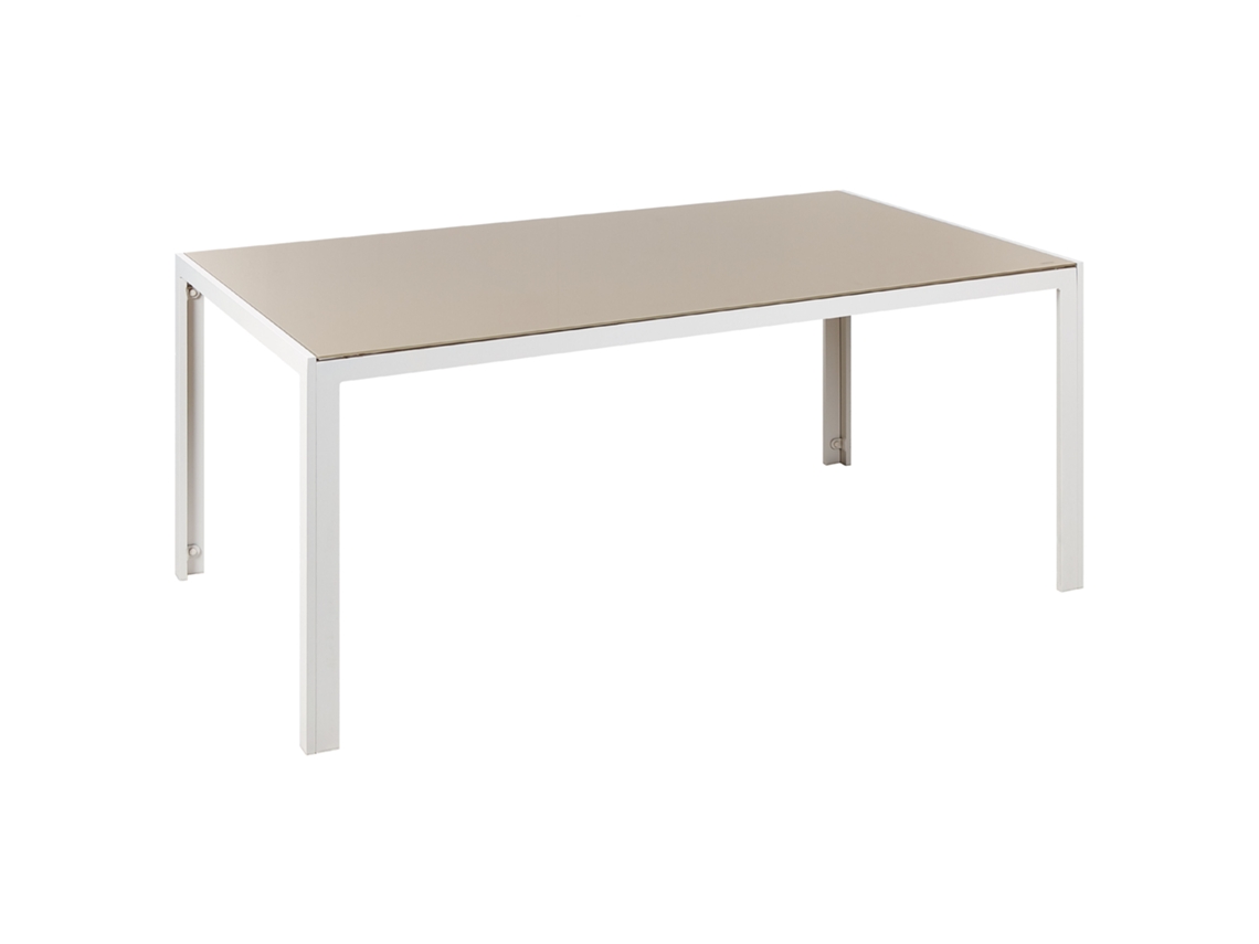 Mesa De Refeição De Jardim Catania 160 Cm 91 Cm Vidro Creme
